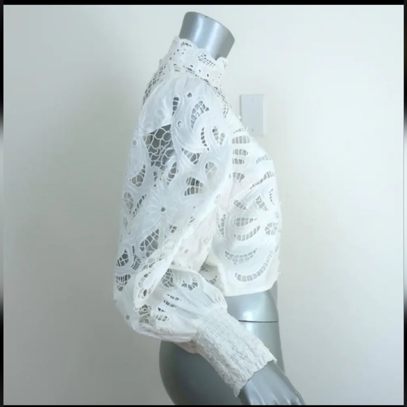 !SOLD! Alice + Olivia Yaz White Guipure Lace Size Large Long Sleeve NEW - Picture 3 of 6